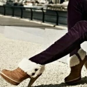 UGG Georgette stiletto platform ankle Shearling  suede Ankle booties boots shoes